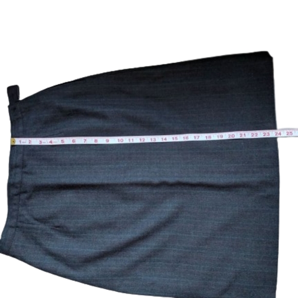Vintage A-line midi skirt hand made grey very high waist wool back slit size 10 - Picture 12 of 13